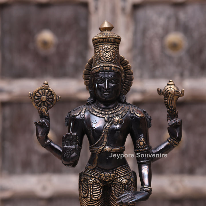 17" Handcrafted Brass Lord Vishnu Idol