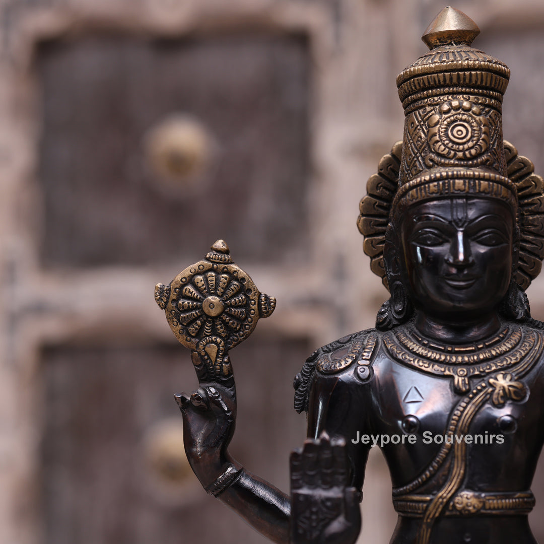 17" Handcrafted Brass Lord Vishnu Idol