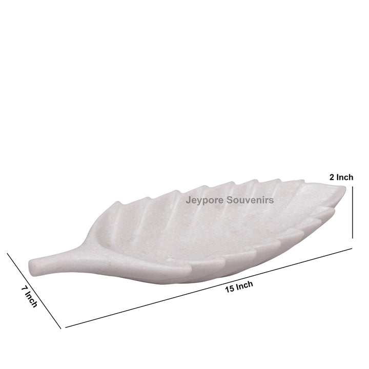 White Marble Leaf-Shaped Decorative Tray Bowl