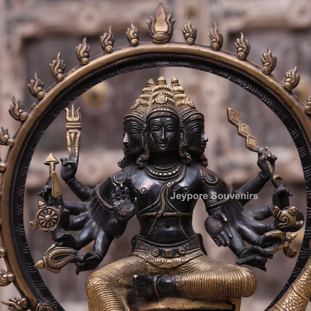 17" Brass Six Face Kartikeya (Murugan) Idol