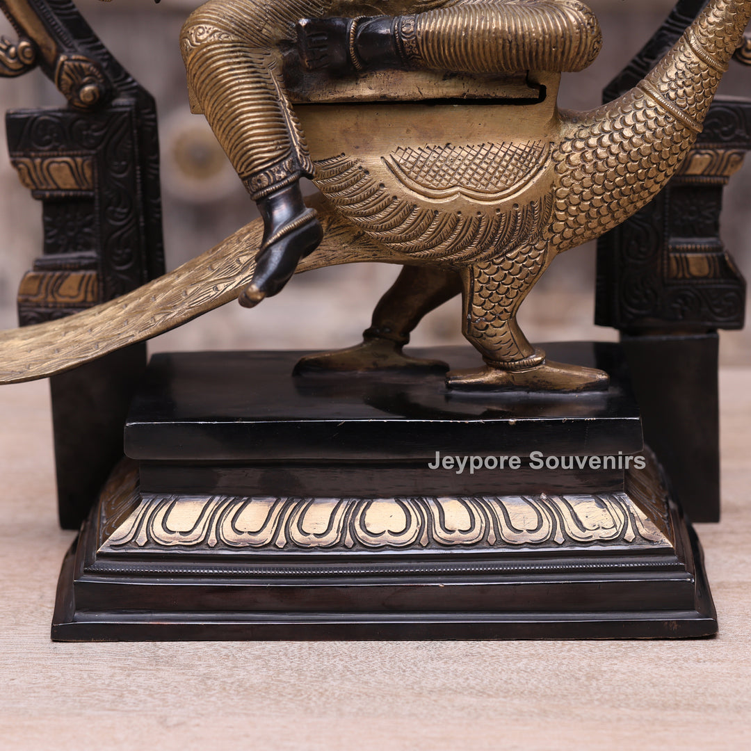 17" Brass Six Face Kartikeya (Murugan) Idol