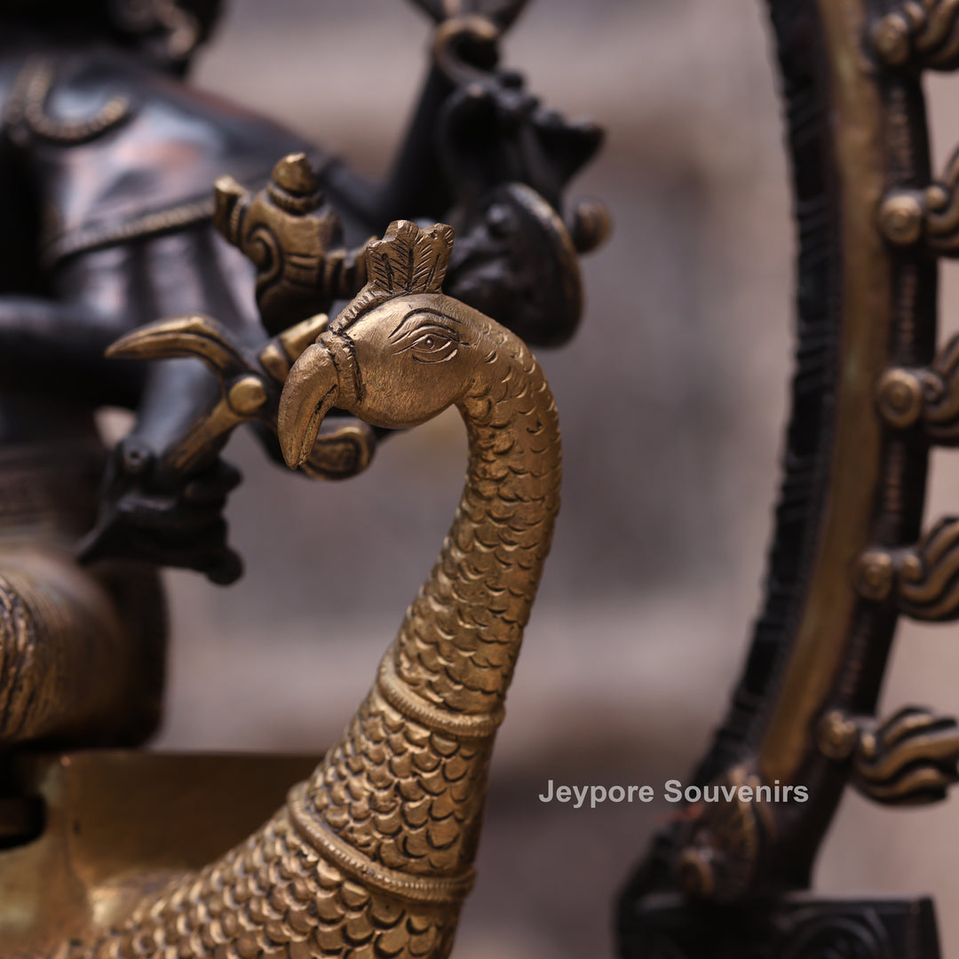 17" Brass Six Face Kartikeya (Murugan) Idol