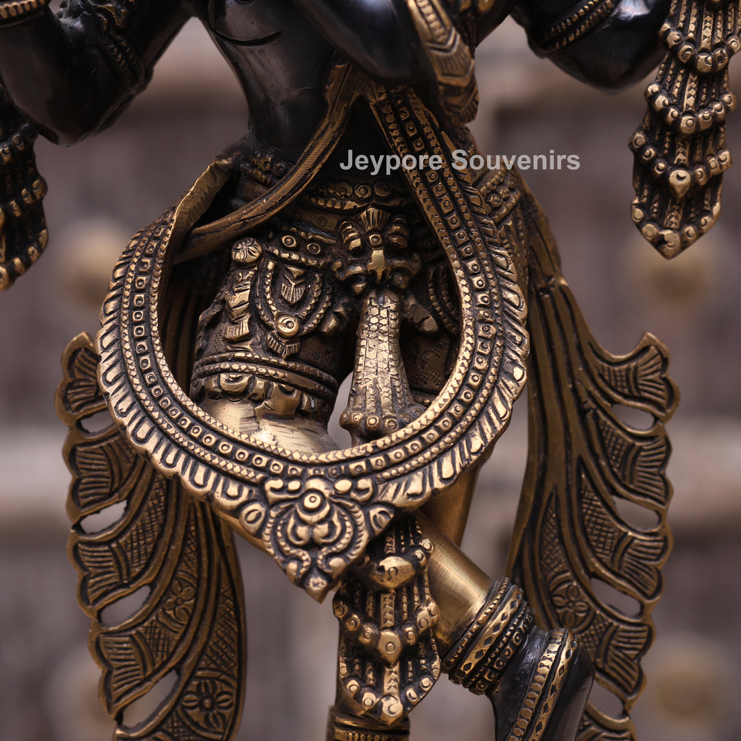19" Handcrafted Brass Krishna Statue with Flute – Traditional Indian Art