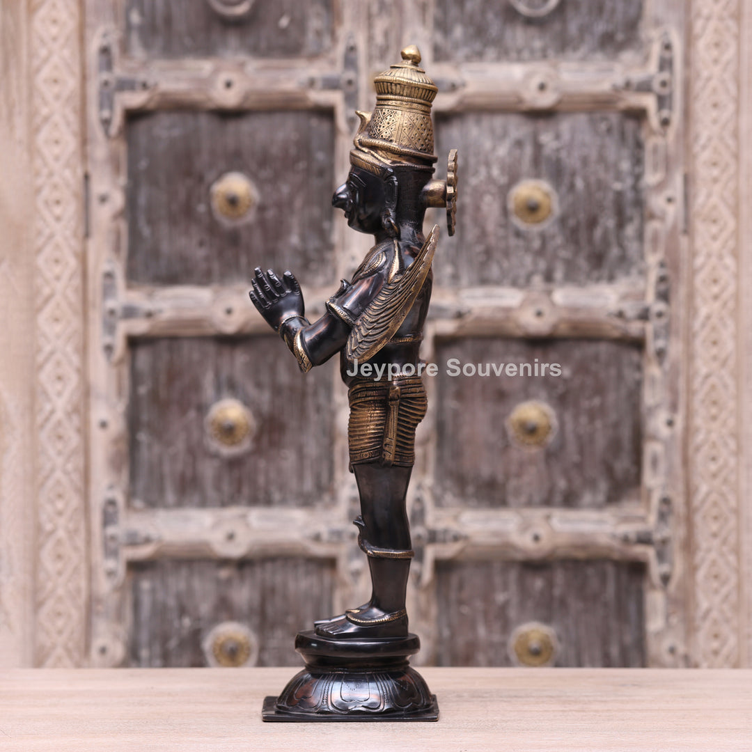 21" Handcrafted Brass Garuda Statue in Namaskar Pose