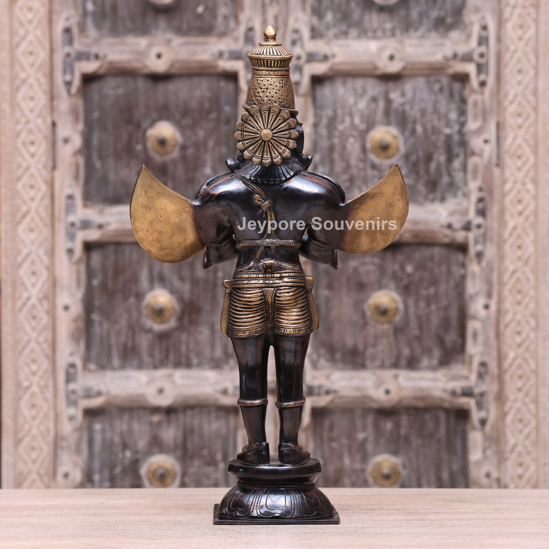 21" Handcrafted Brass Garuda Statue in Namaskar Pose