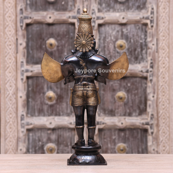 21" Handcrafted Brass Garuda Statue in Namaskar Pose