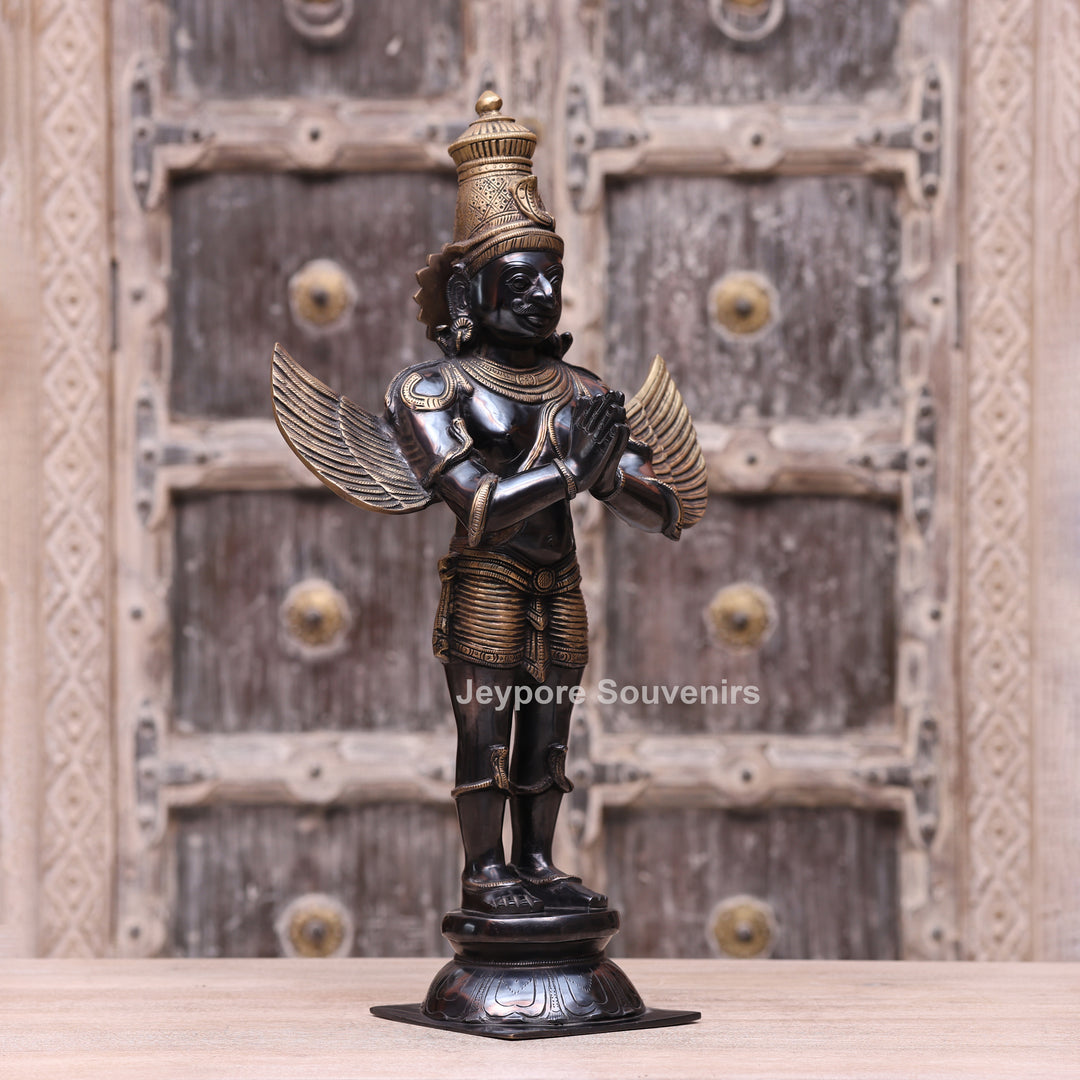 21" Handcrafted Brass Garuda Statue in Namaskar Pose