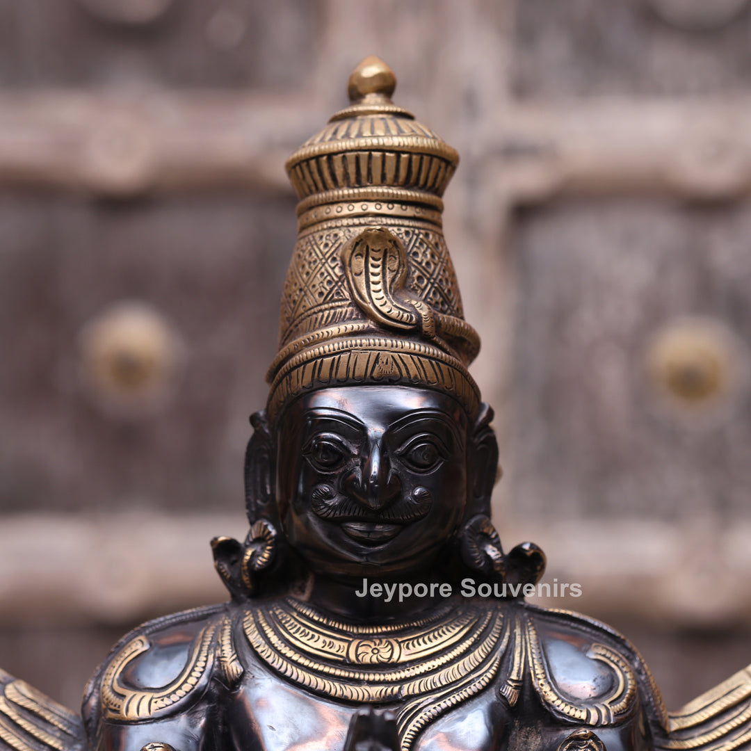 21" Handcrafted Brass Garuda Statue in Namaskar Pose