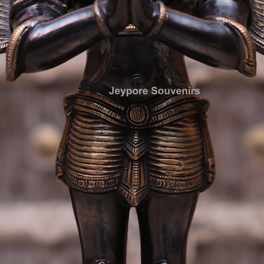 21" Handcrafted Brass Garuda Statue in Namaskar Pose