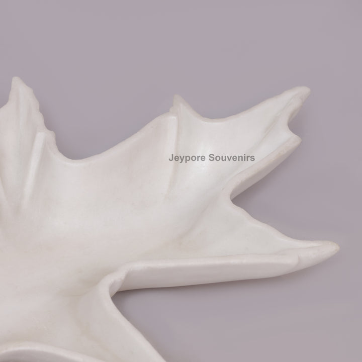 White Marble Leaf-Shaped Decorative Tray Bowl for Home Decor