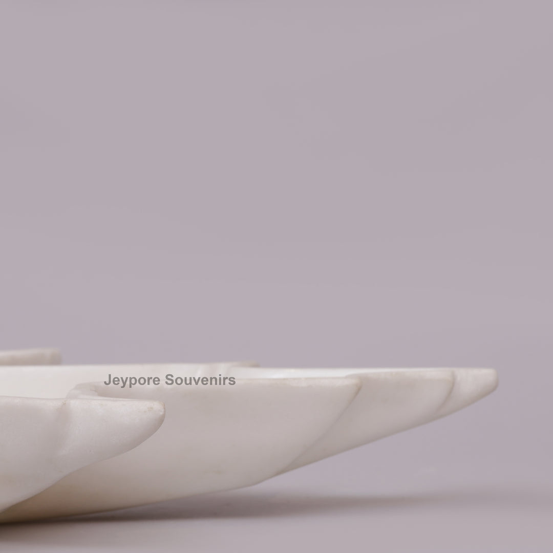 White Marble Leaf-Shaped Decorative Tray Bowl for Home Decor