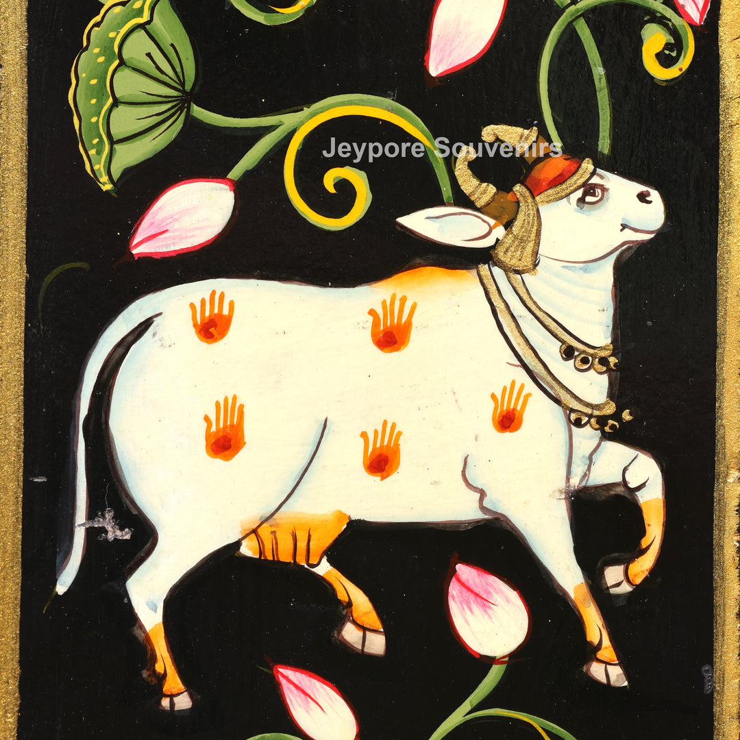 Hand-Painted Radha Krishna Pichwai Wooden Jharokha Wall Mirror