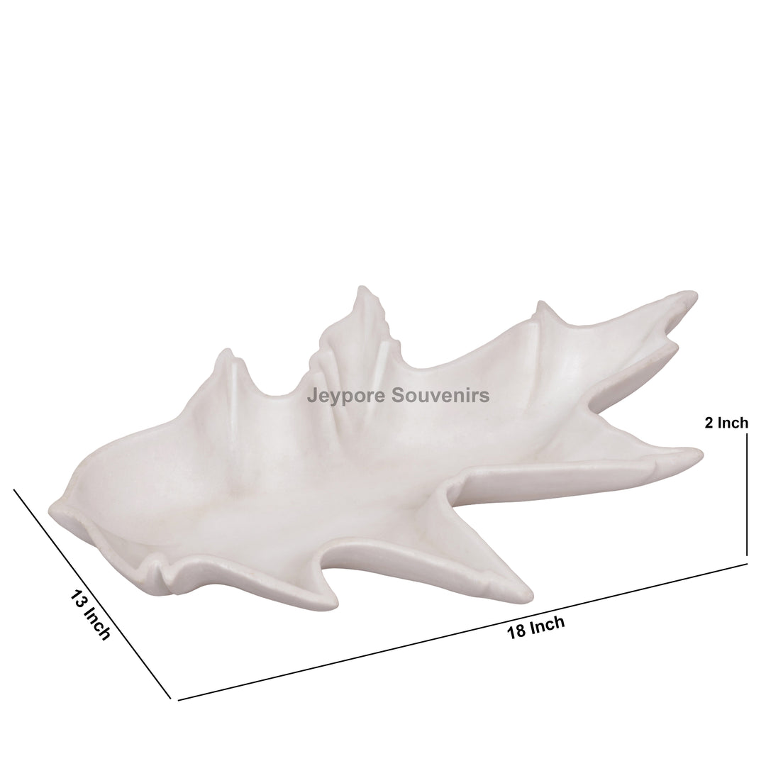 White Marble Leaf-Shaped Decorative Tray Bowl for Home Decor