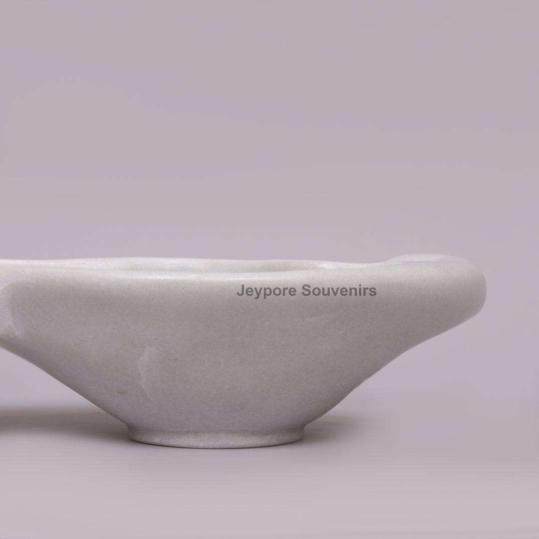 Handcrafted White Marble Peacock Decorative Bowl with Textured Tail