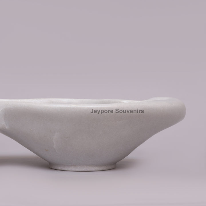 Handcrafted White Marble Peacock Decorative Bowl with Textured Tail
