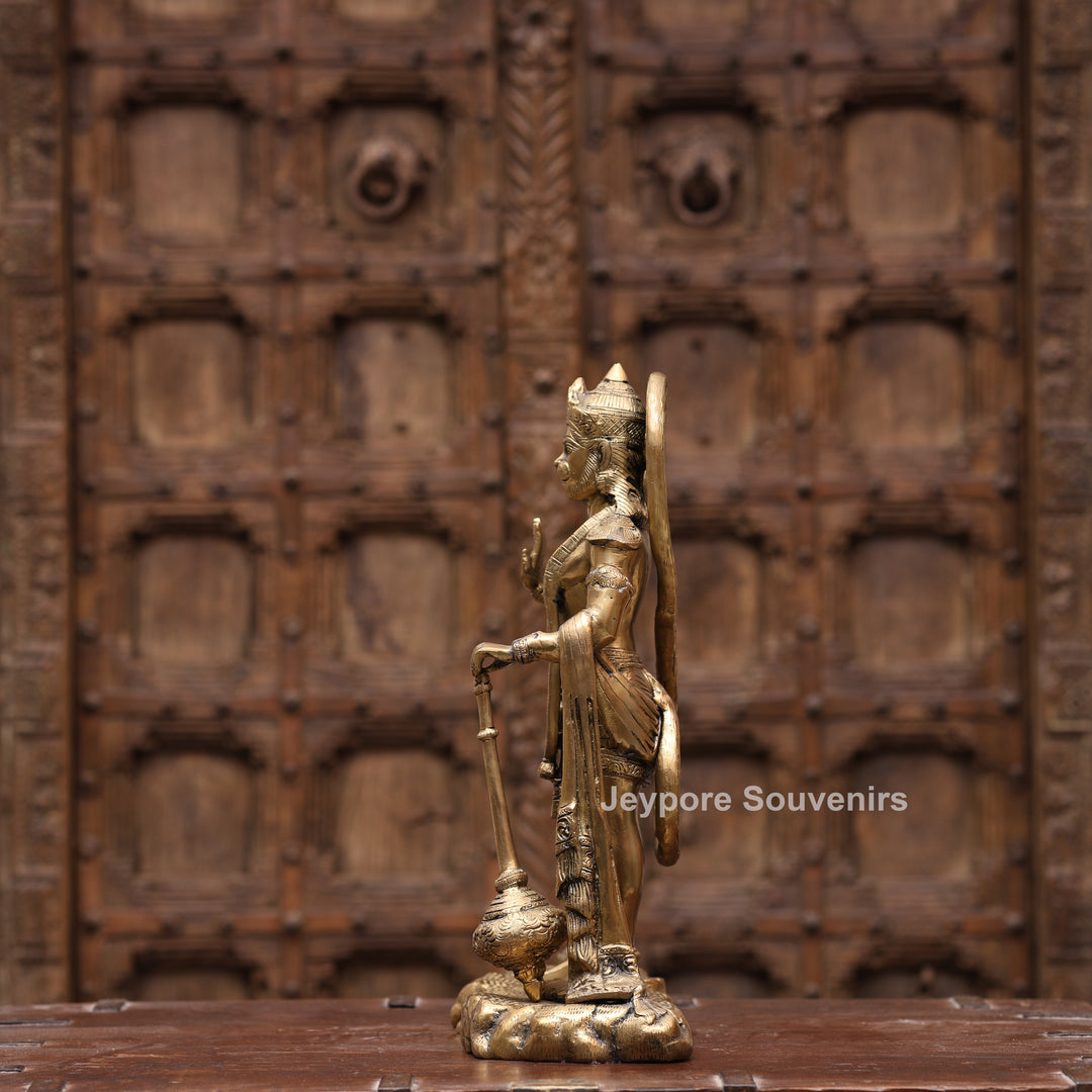 16" Handcrafted Brass Lord Hanuman Standing Statue