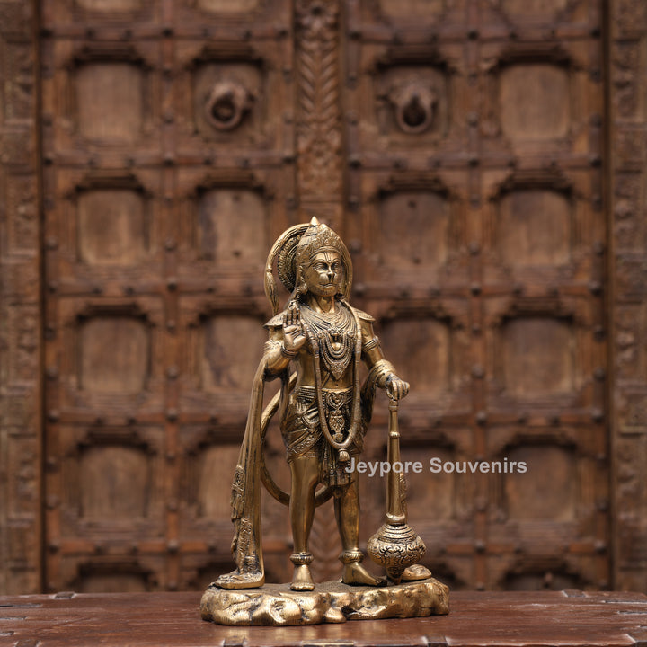 16" Handcrafted Brass Lord Hanuman Standing Statue