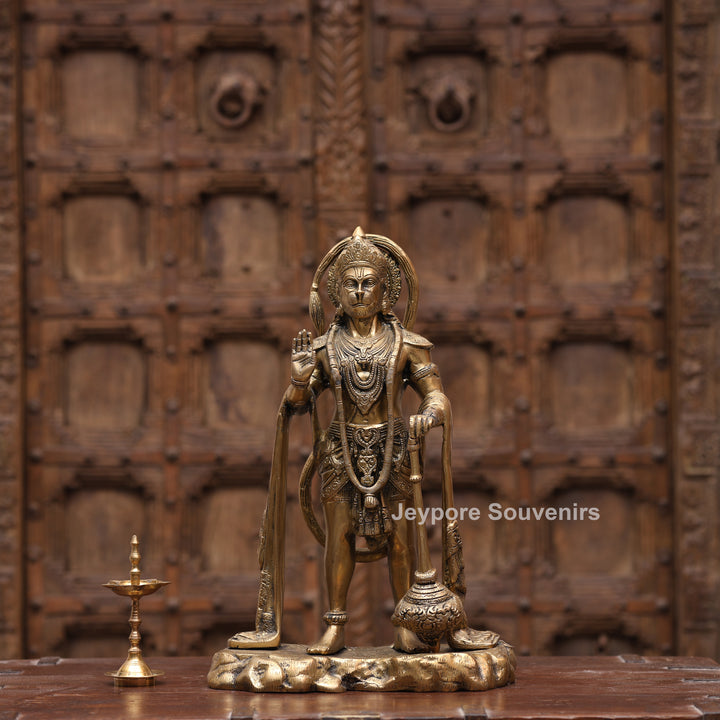 16" Handcrafted Brass Lord Hanuman Standing Statue