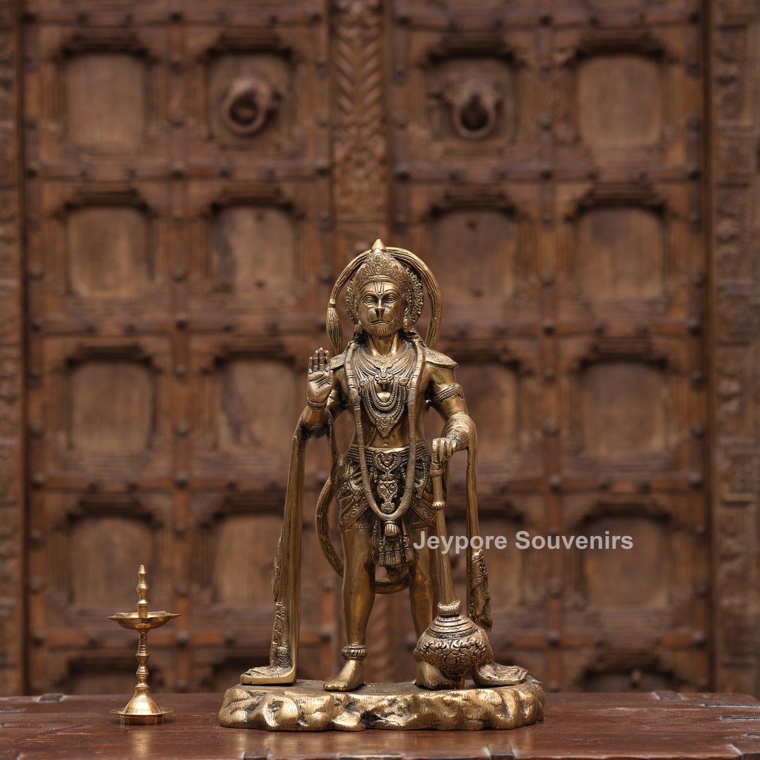 16" Handcrafted Brass Lord Hanuman Standing Statue