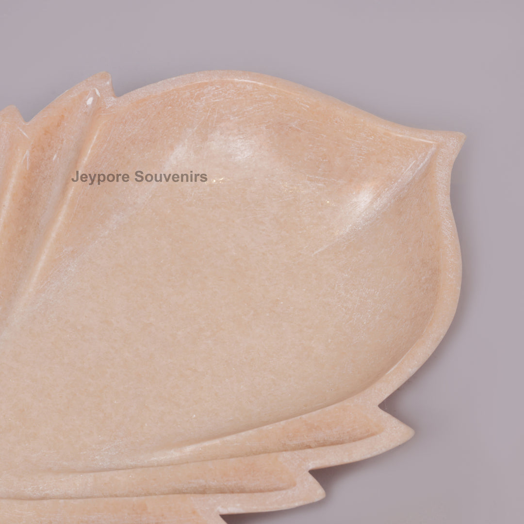 Light Pink Marble Leaf-Shaped Decorative Tray Bowl