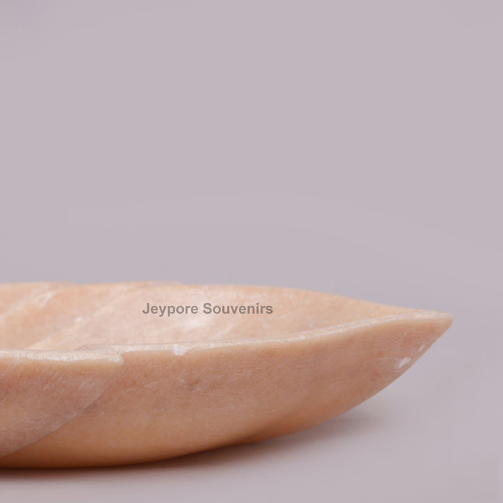 Light Pink Marble Leaf-Shaped Decorative Tray Bowl