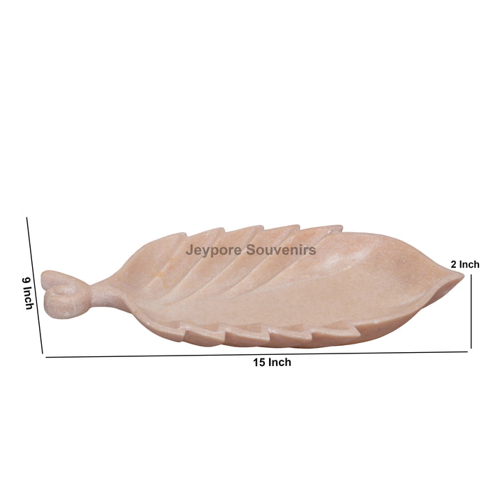Light Pink Marble Leaf-Shaped Decorative Tray Bowl