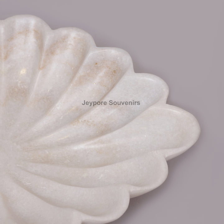 Handcrafted White Marble Flower-Shaped Decorative Bowl