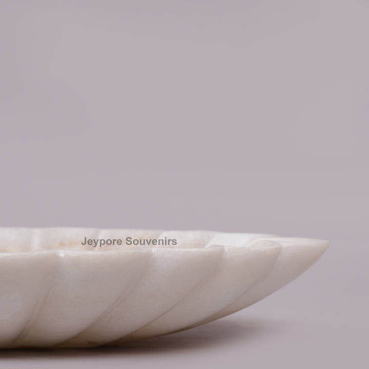 Handcrafted White Marble Flower-Shaped Decorative Bowl