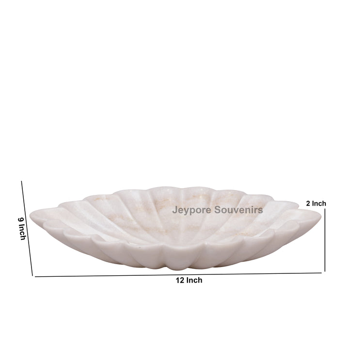 Handcrafted White Marble Flower-Shaped Decorative Bowl
