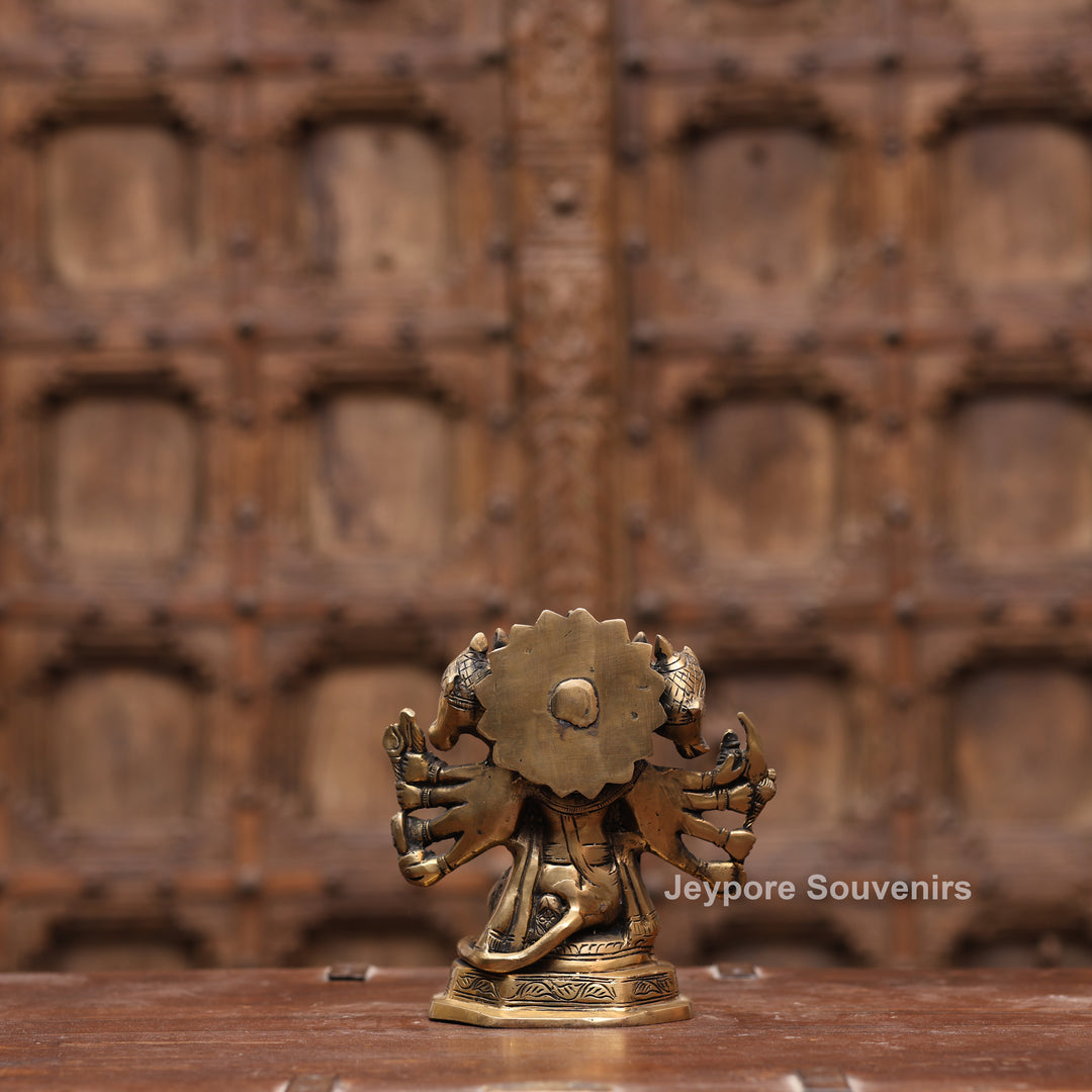 7" Handcrafted Brass Panchmukhi Hanuman Statue with Antique Finish
