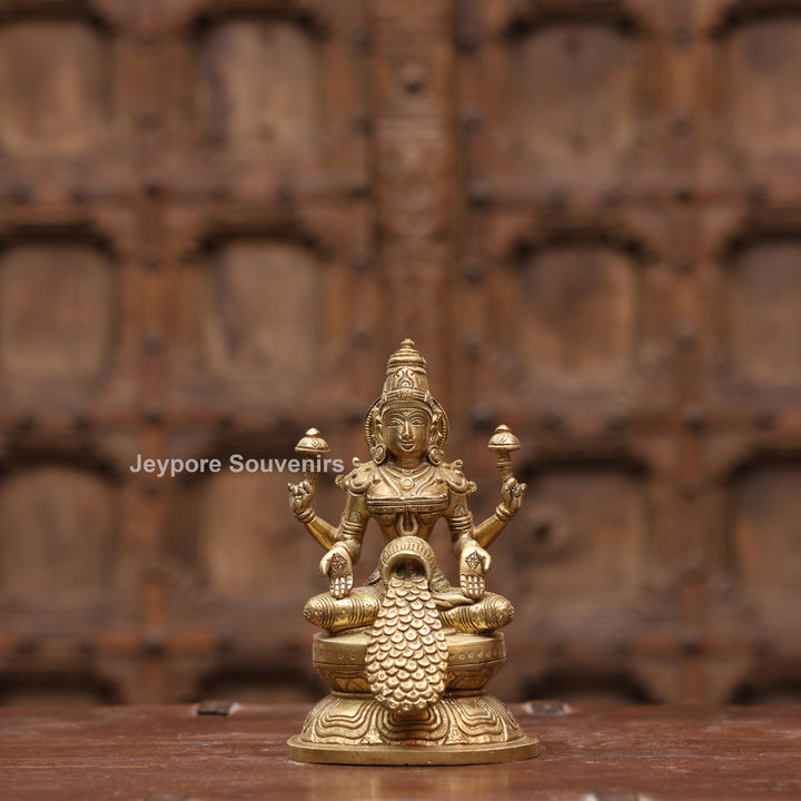 8" Handcrafted Brass Goddess Lakshmi Statue