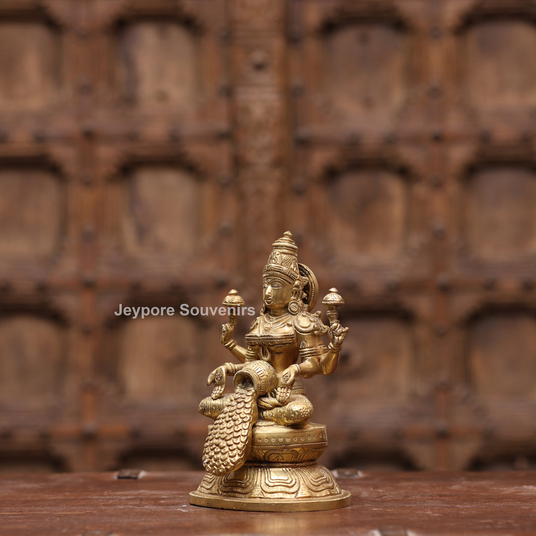 8" Handcrafted Brass Goddess Lakshmi Statue