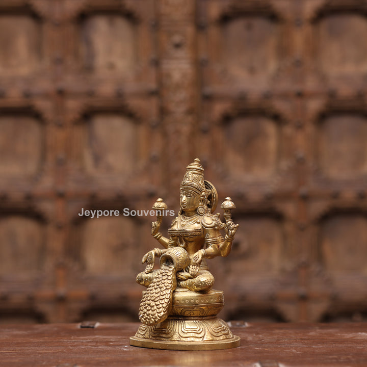 8" Handcrafted Brass Goddess Lakshmi Statue