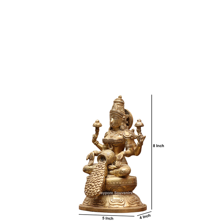 8" Handcrafted Brass Goddess Lakshmi Statue