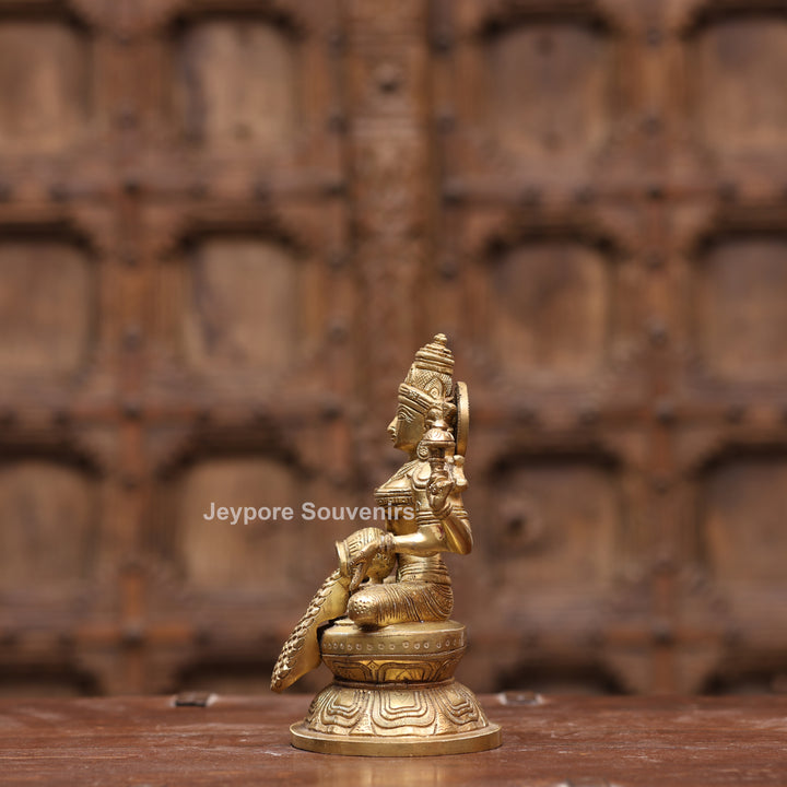 8" Handcrafted Brass Goddess Lakshmi Statue