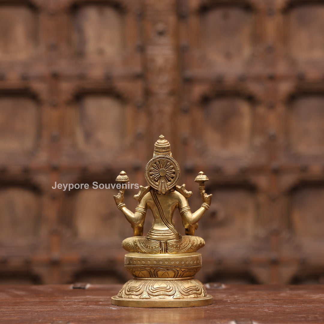 8" Handcrafted Brass Goddess Lakshmi Statue