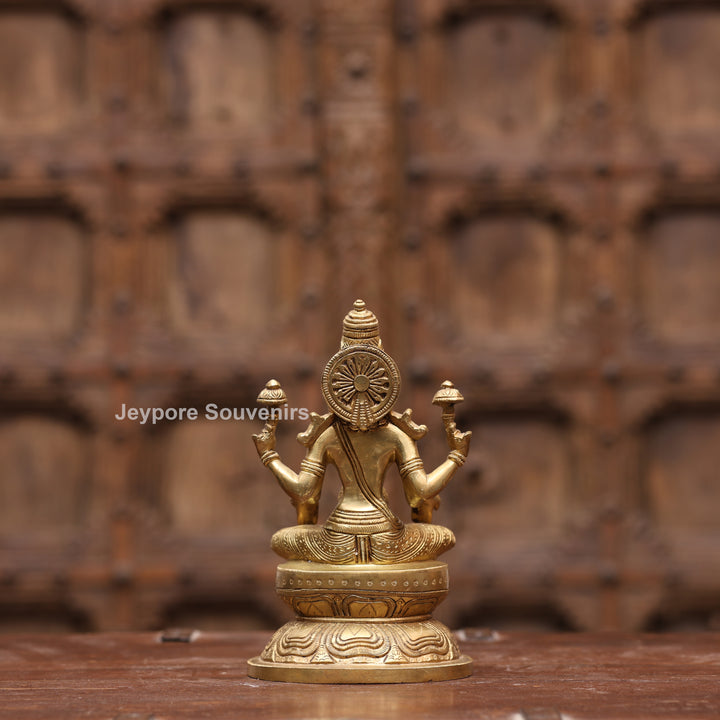 8" Handcrafted Brass Goddess Lakshmi Statue