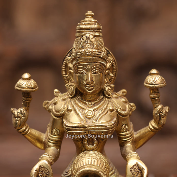 8" Handcrafted Brass Goddess Lakshmi Statue