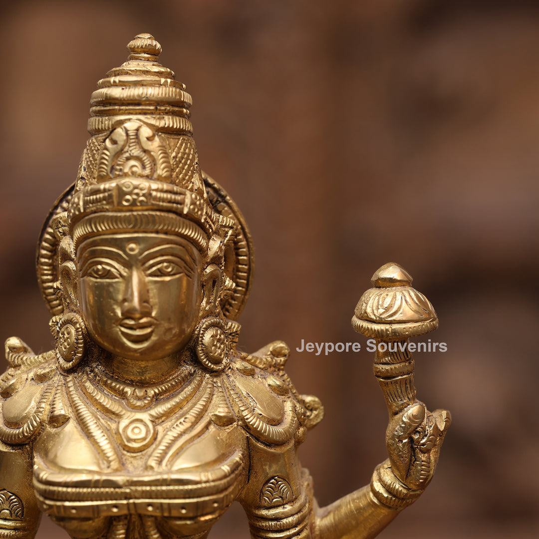 8" Handcrafted Brass Goddess Lakshmi Statue