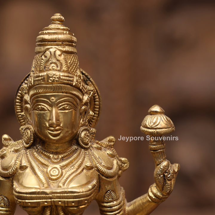8" Handcrafted Brass Goddess Lakshmi Statue