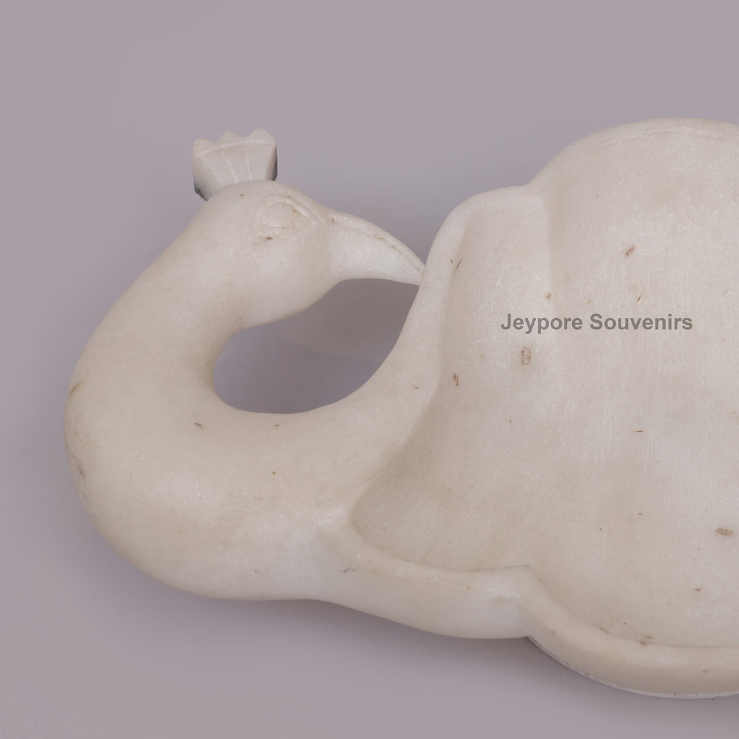 Handcrafted White Marble Twin Peacock Urli Bowl