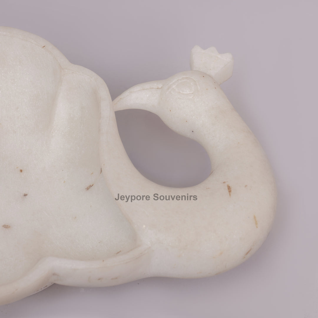 Handcrafted White Marble Twin Peacock Urli Bowl
