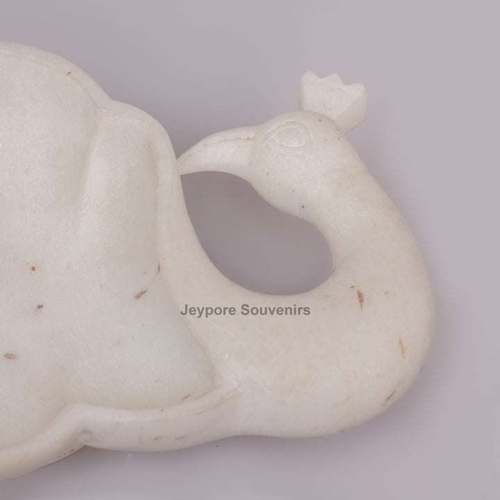 Handcrafted White Marble Twin Peacock Urli Bowl