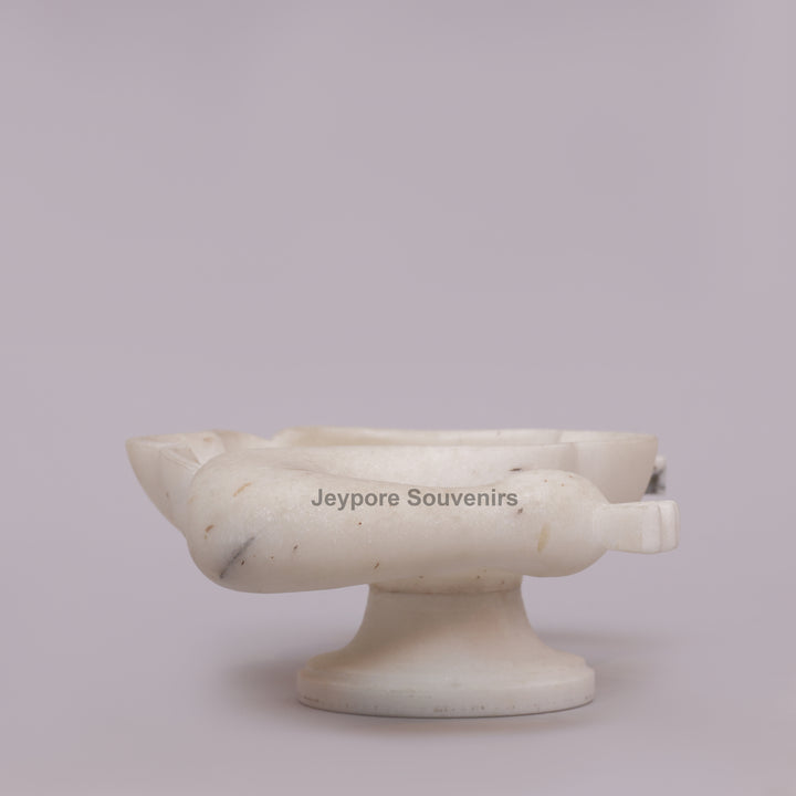 Handcrafted White Marble Twin Peacock Urli Bowl