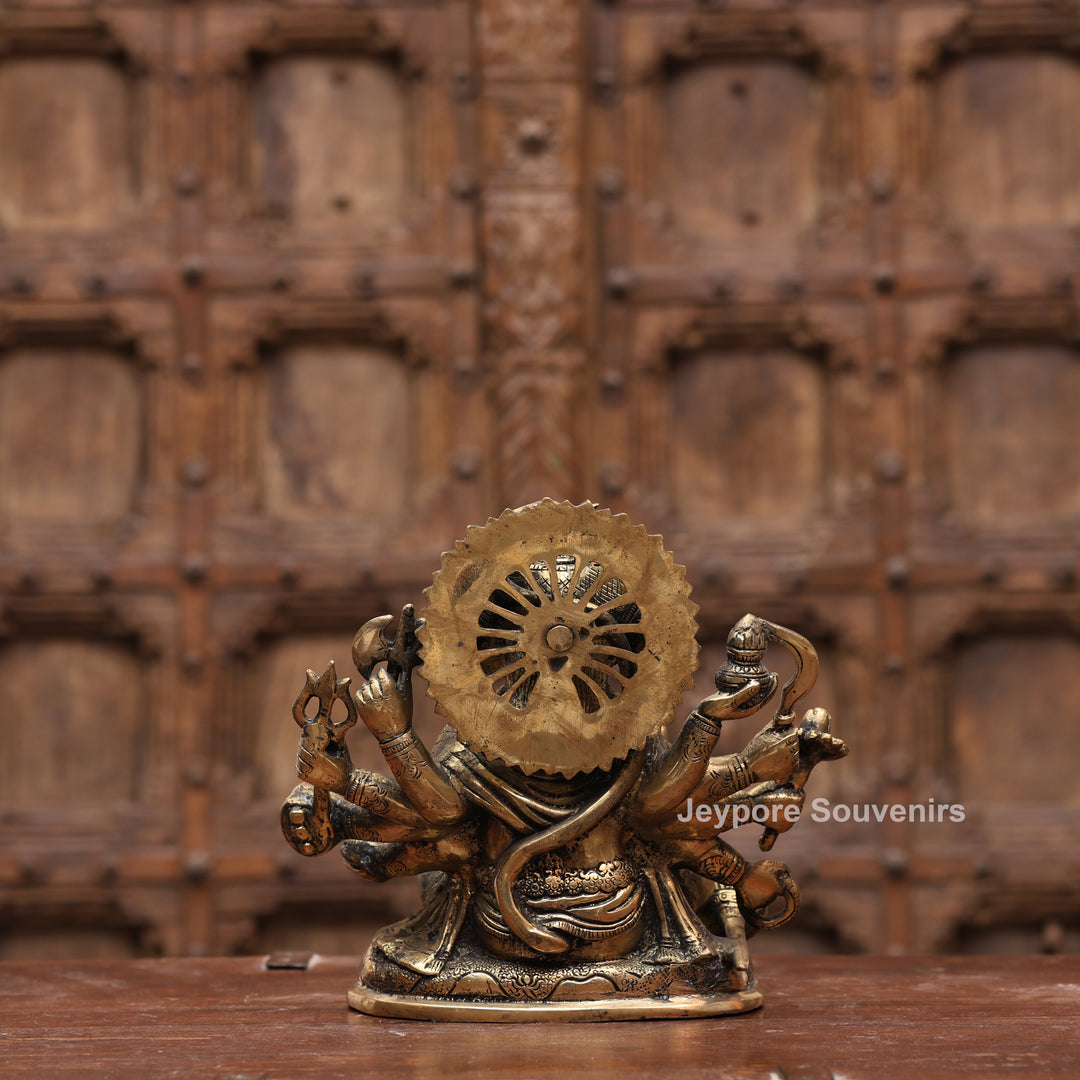 8" Handcrafted Brass 5 Face Hanuman Idol with Antique Finish