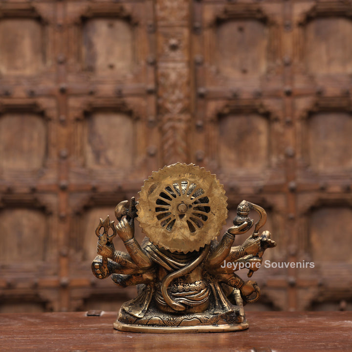 8" Handcrafted Brass 5 Face Hanuman Idol with Antique Finish