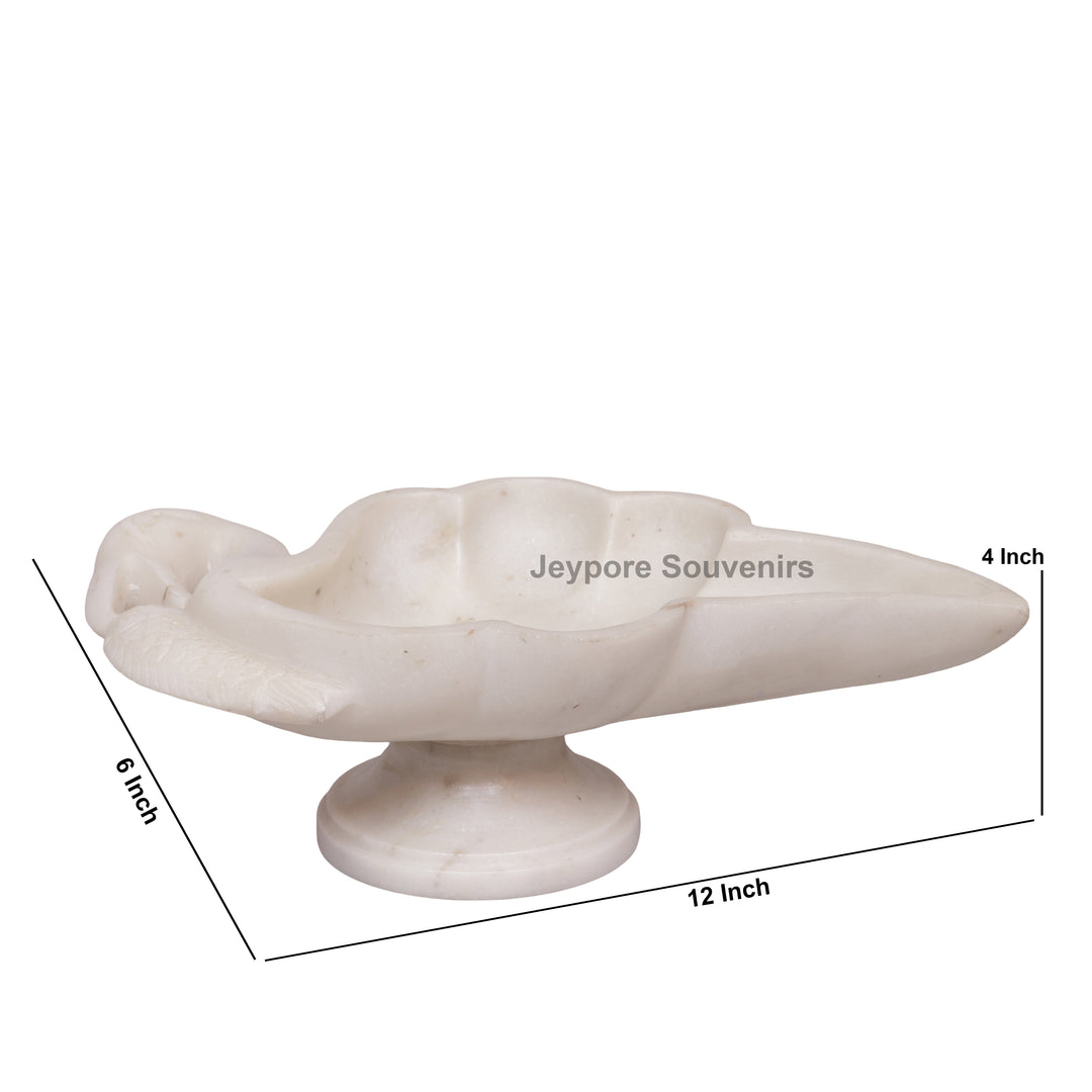 Handcrafted White Marble Swan Leaf Urli Bowl