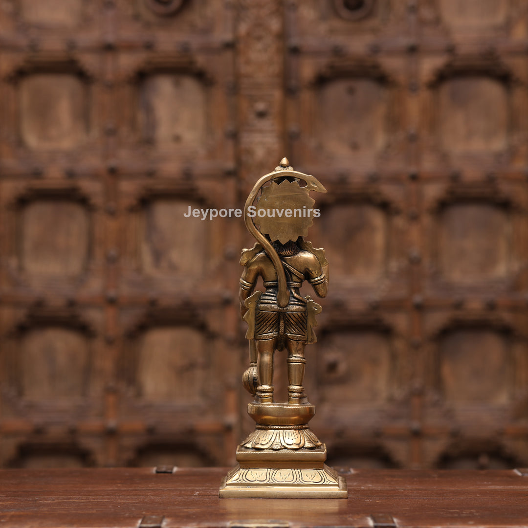 12" Handcrafted Brass Standing Hanuman Statue with Gada