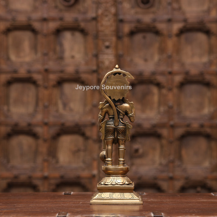 12" Handcrafted Brass Standing Hanuman Statue with Gada