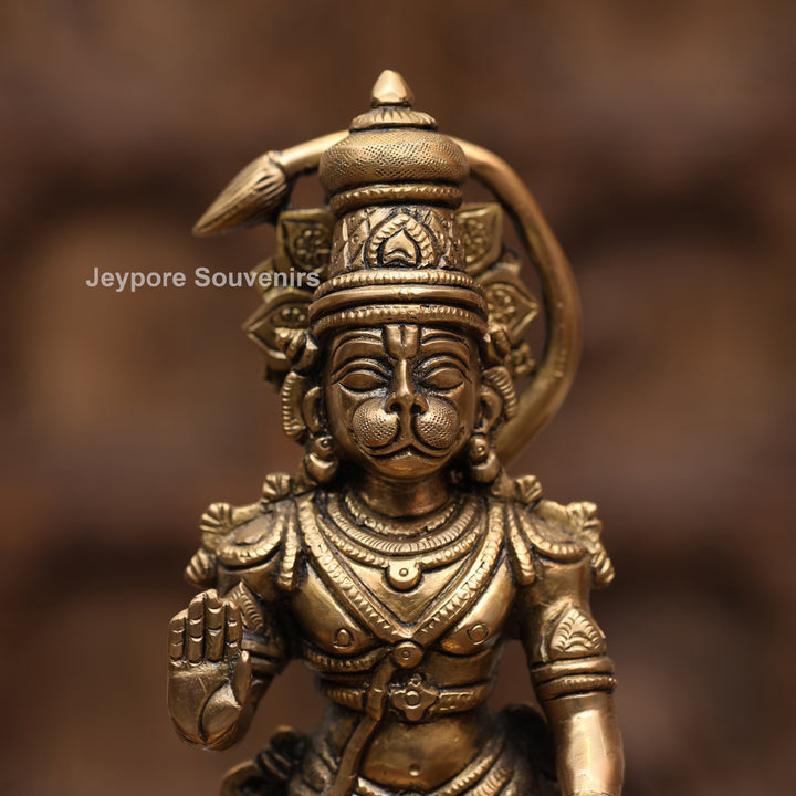 12" Handcrafted Brass Standing Hanuman Statue with Gada